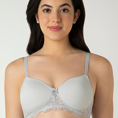 Lace Elegance Padded Non-Wired Bra - Micro Chip