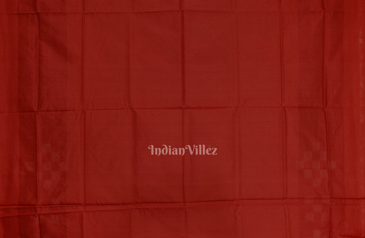 Pure Red Odisha Ikat Contemporary Silk Saree With Pasapali Theme