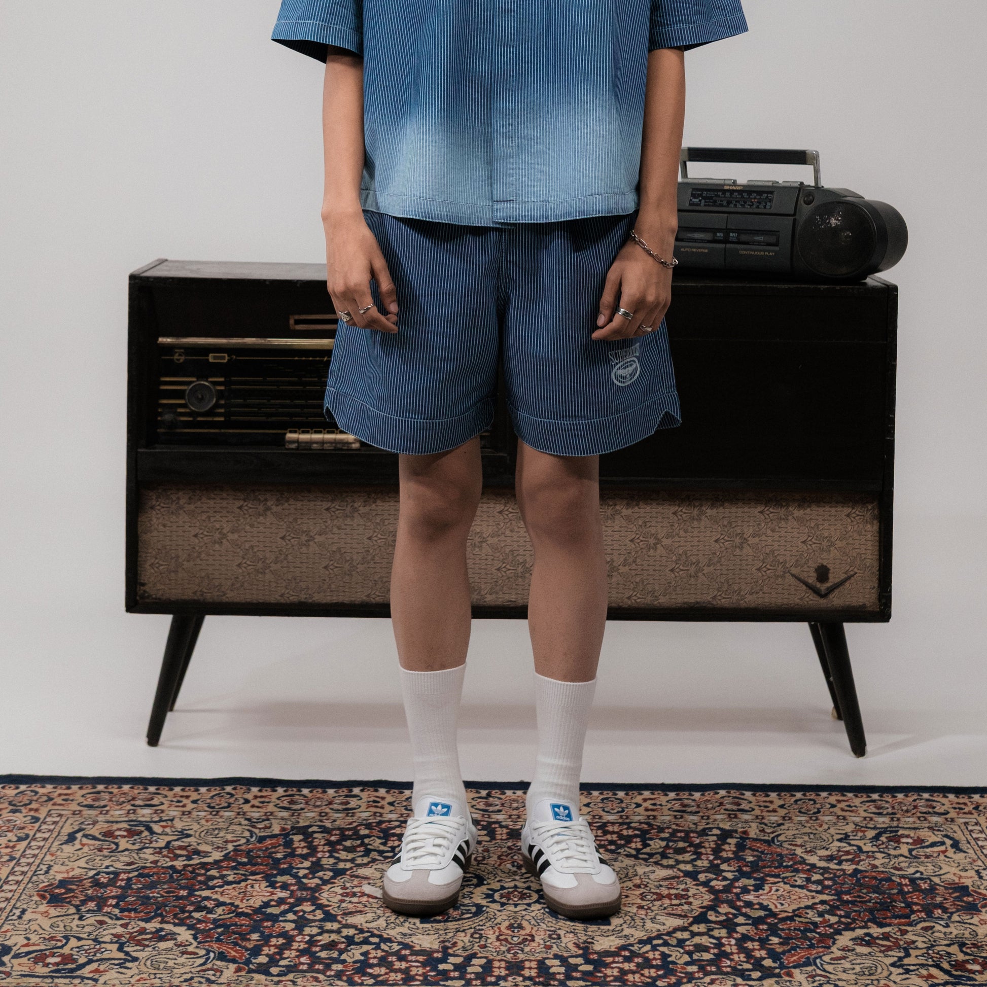SUPERKICKS | PINSTRIPE SHORTS { BLUE