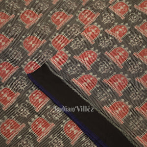 Black Stripped Tribal Theme Sambalpuri Ikat Cotton Fabric