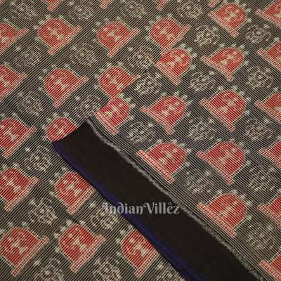Black Stripped Tribal Theme Sambalpuri Ikat Cotton Fabric
