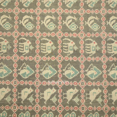Cement Gray Black Odisha Ikat Sambalpuri Dress Set & Dupatta