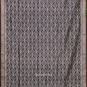 Cement Gray Maroon Floral Motif Sambalpuri Silk Saree