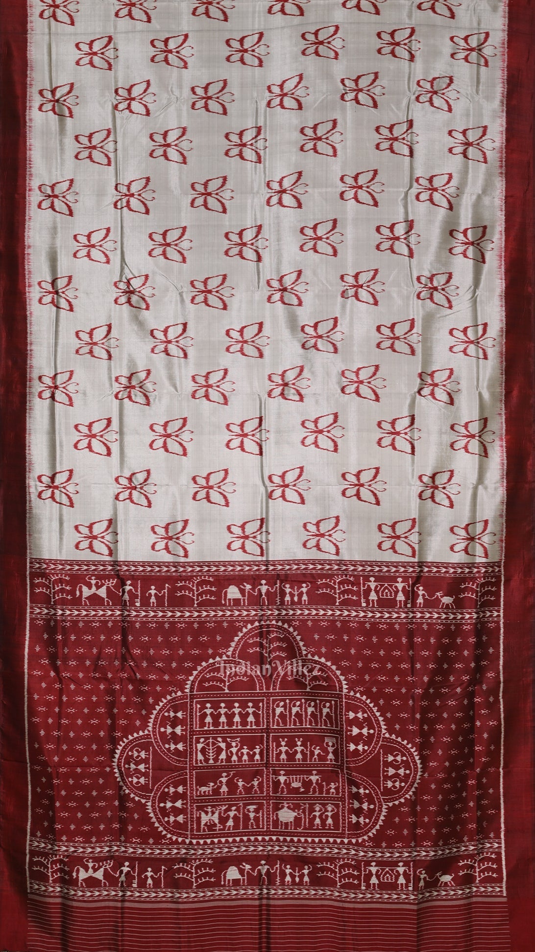 Gray Maroon Butterfly Designer Contemporary Silk Saree