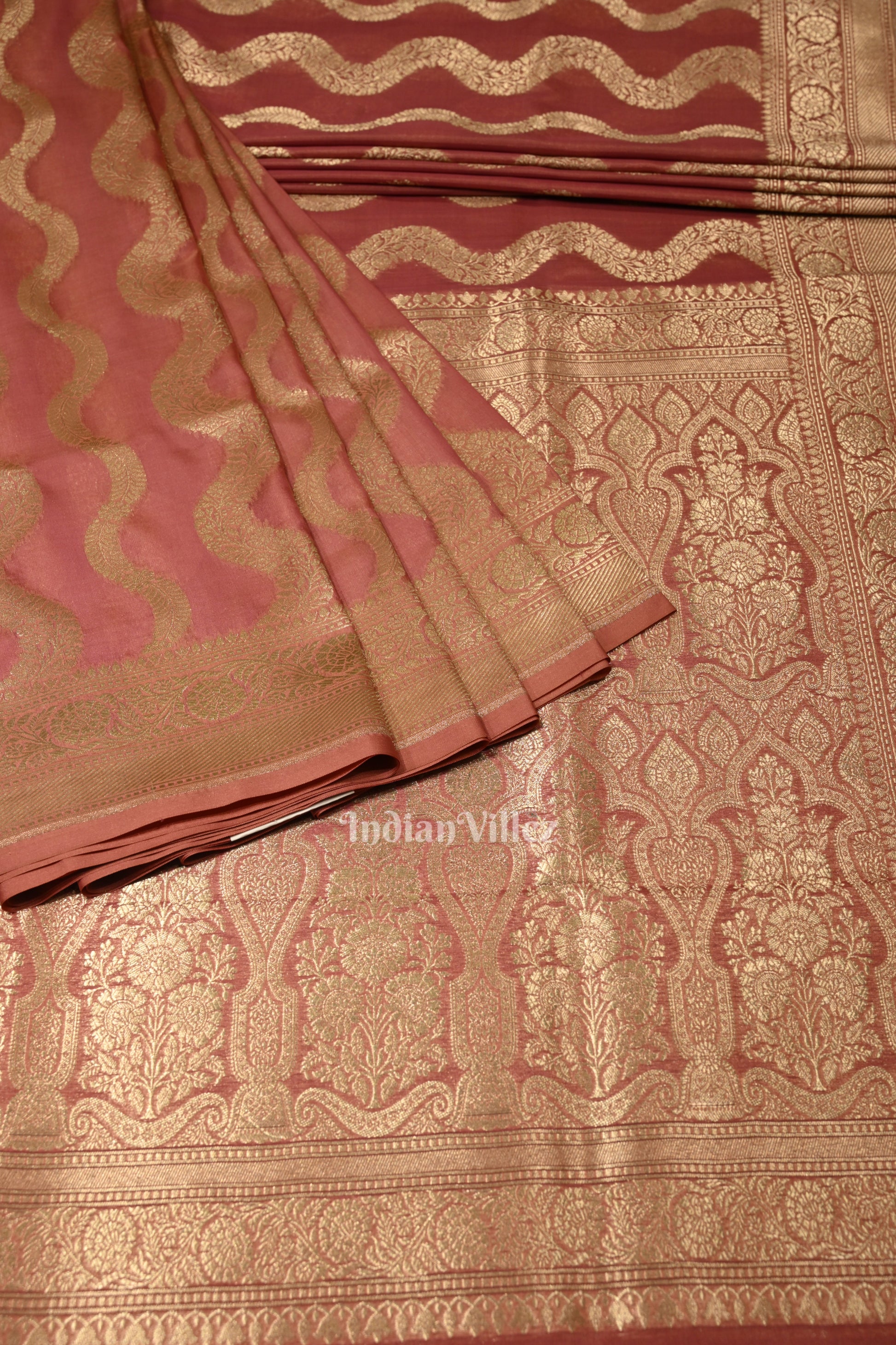 Exclusive Bridal Pink Meenakari Pure Mashru Satin Silk Banarasi Saree