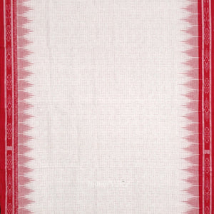 White Red Jharana Maniabandha Cotton Saree