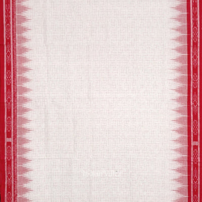 White Red Jharana Maniabandha Cotton Saree