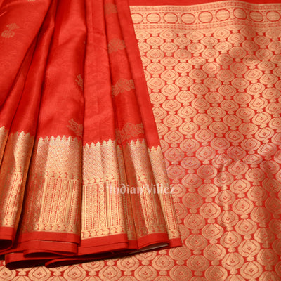 Exclusive Red Bridal Brocade Kanjivaram Silk Saree