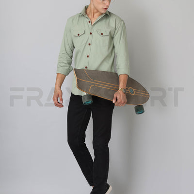 Frankshirt Double Pocket Pista Solid Tailored Fit Cotton Casual Shirt for Man