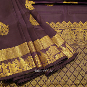 Dark Purple Doli Barat Theme at Border Kanjivaram Silk Saree