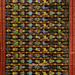Red Black Nabakothi Odisha Ikat Khandua Silk Saree