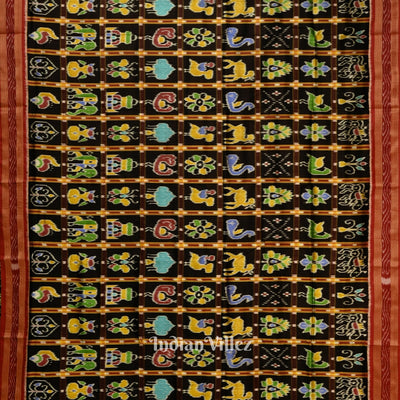 Red Black Nabakothi Odisha Ikat Khandua Silk Saree