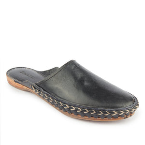 Black Handstitched Leather Kolhapuri Women Slipper