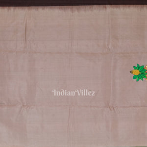 Coffee & Maroon Hindu Festival Hand-Painted Pattachitra Saree