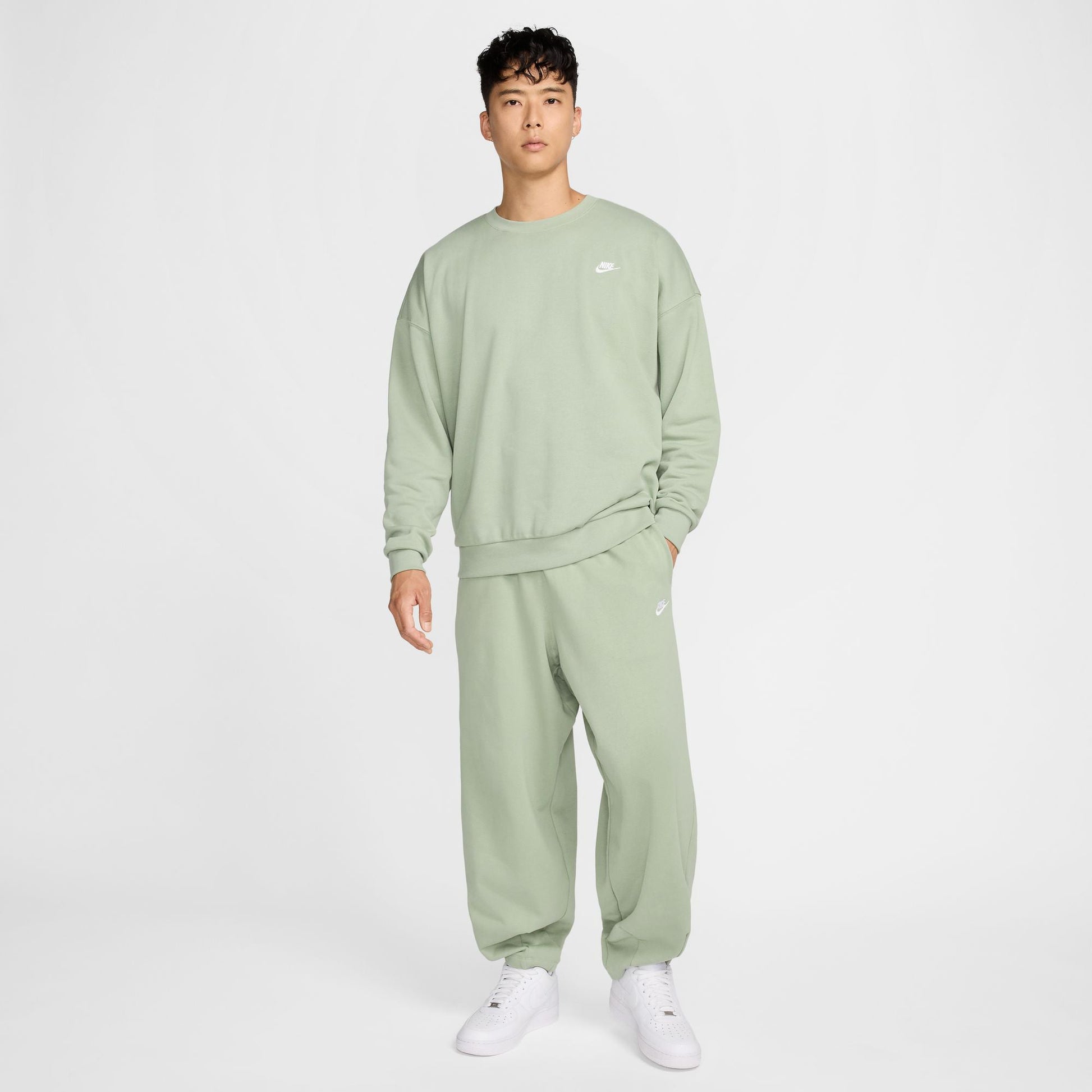 NIKE | CLUB FLEECE OVERSIZED FRENCH TERRY CREW { JADE HORIZON/JADE HORIZON/WHITE