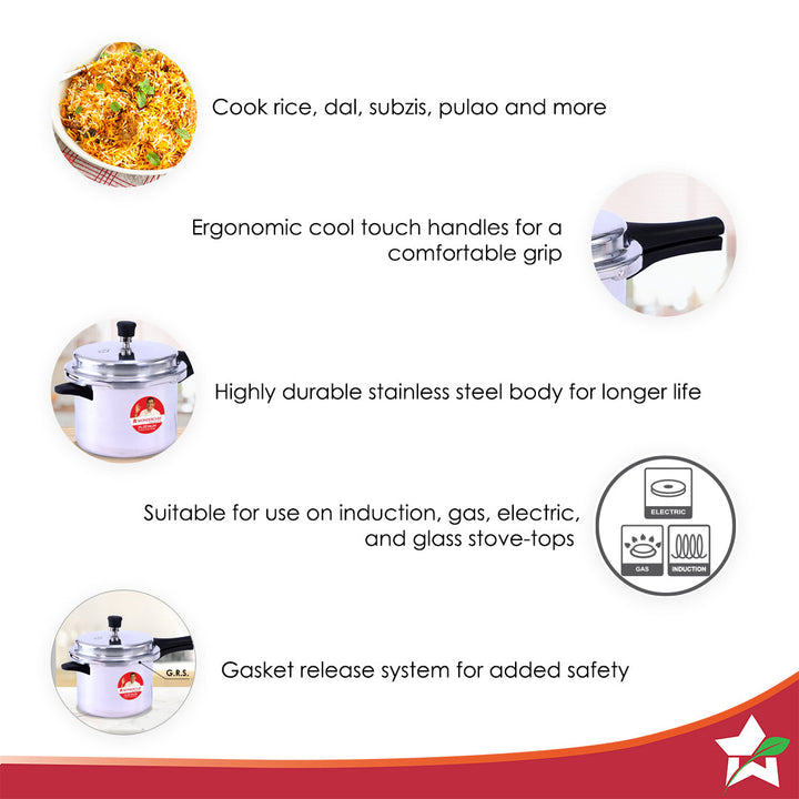 Platinum (2L, 3L & 5L) Pressure Cooker Combo Set,