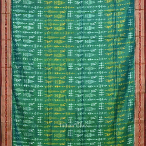 Green Maroon Tribal Theme Odisha Handloom Khandua Silk Saree