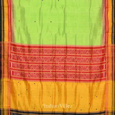Parrot Green Black Kathiphera Odisha Ikat Khandua Silk Saree