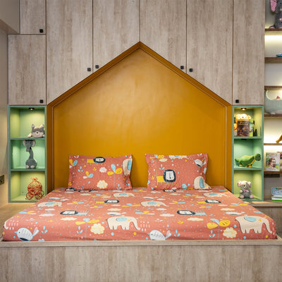 Fitted King Size Cotton Bedsheet - Lion King Terra