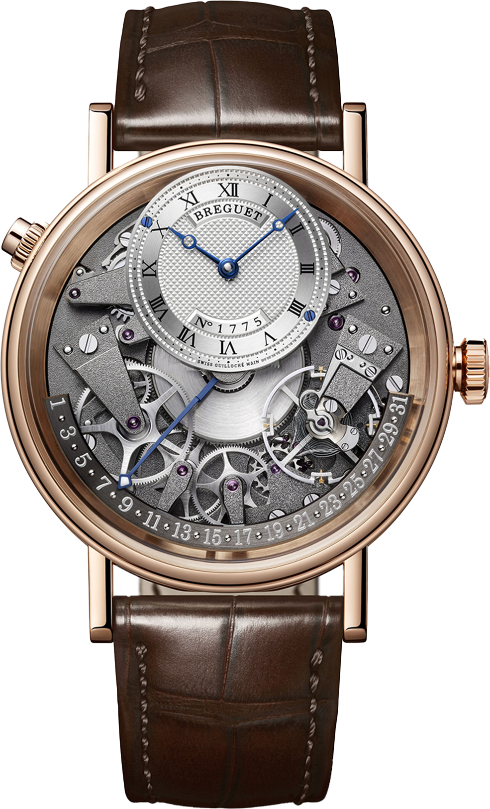 Breguet Tradition Silver & Grey Dial Brown 40 MM Watch for Men