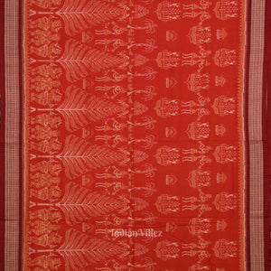 Red Maroon Tribal Theme Odisha Sambalpuri Pure Cotton Saree