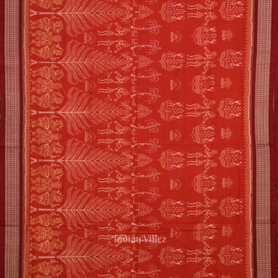 Red Maroon Tribal Theme Odisha Sambalpuri Pure Cotton Saree