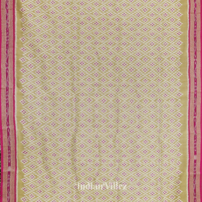 Golden Pink Odisha Ikat Khandua Silk Saree