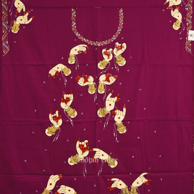 Magenta Mudra Theme Pattachitra Kurti Dress Material