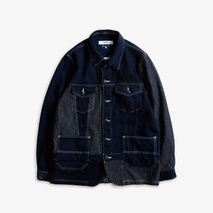 FDMTL | PATCHWORK 3RD JACKET RINSE  { INDIGO