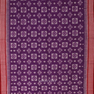 Violet Maroon Pasapali Odisha Sambalpuri Pure Cotton Ikat Saree