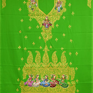 Exclusive Green Nartaki Theme Pattachitra Kurti Dress Material