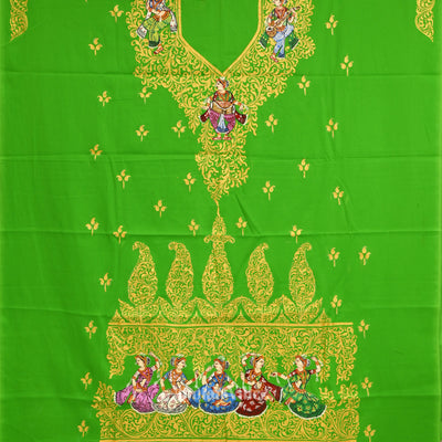 Exclusive Green Nartaki Theme Pattachitra Kurti Dress Material