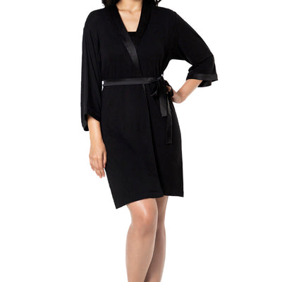 Satin Edge Robe - Black