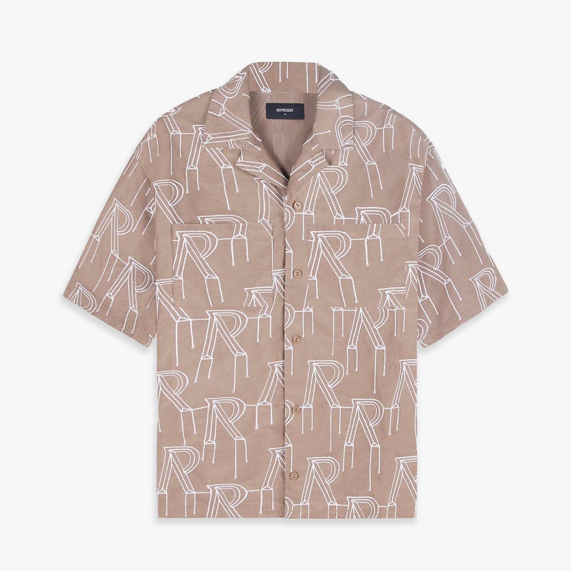 REPRESENT | EMBROIDERED INITIAL OVERSHIRT { WASHED TAUPE