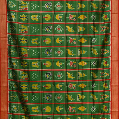 Green Nabakothi With Doli Barat Theme Odisha Ikat Khandua Silk Saree