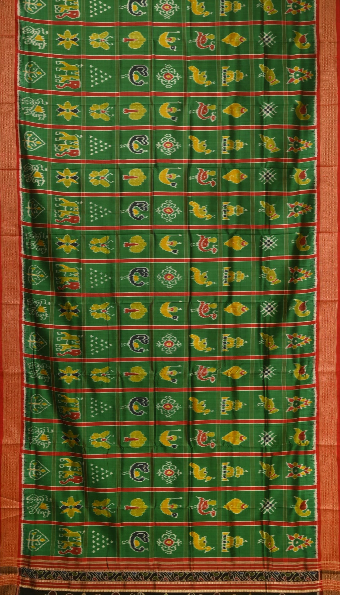 Green Nabakothi With Doli Barat Theme Odisha Ikat Khandua Silk Saree