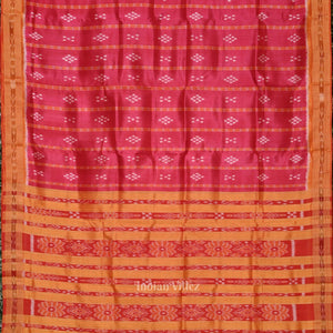 Rani Pink Yellow Pasapali Odisha Ikat Khandua Silk Saree