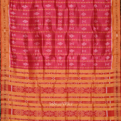 Rani Pink Yellow Pasapali Odisha Ikat Khandua Silk Saree