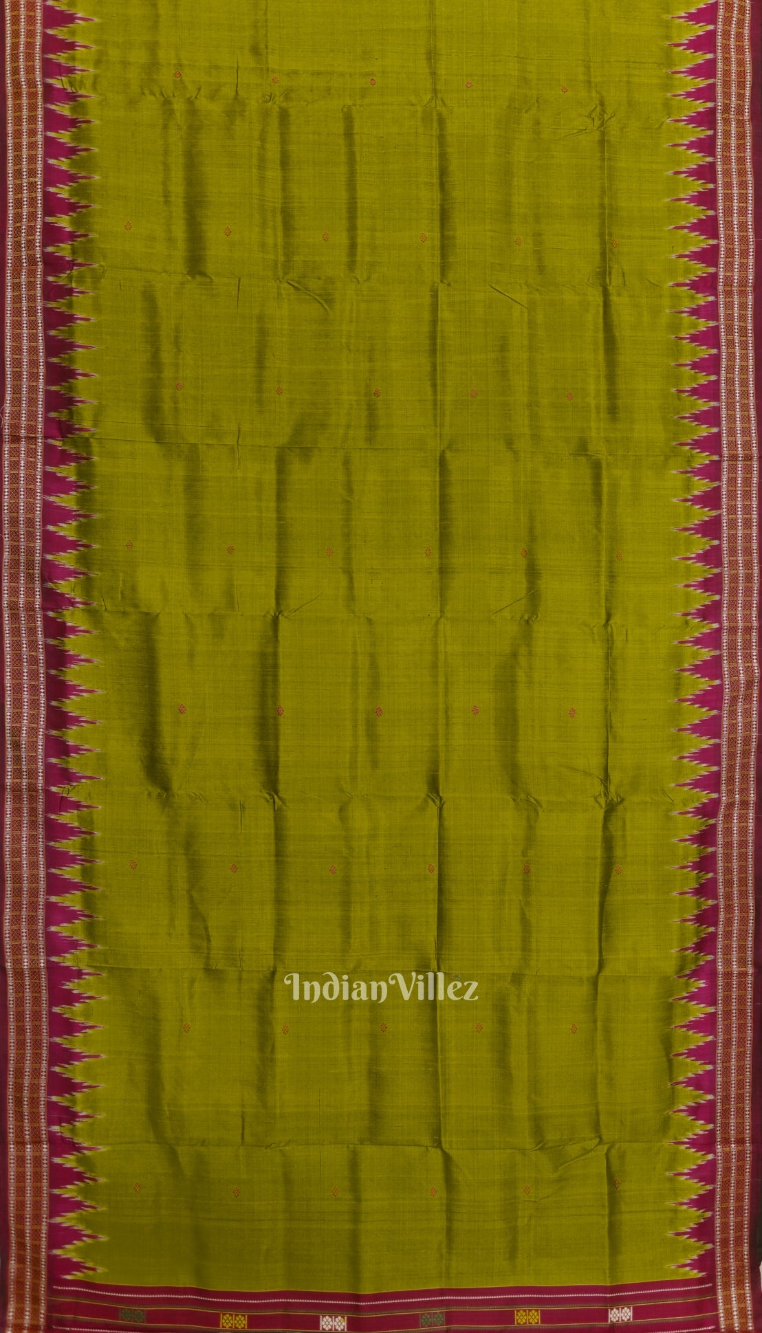 Lemon Green Single Flower Motif Siminoi Silk Saree