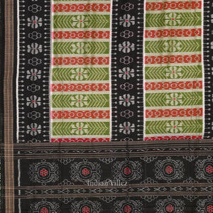 Green Black Odisha Sambalpuri Pure Cotton Saree
