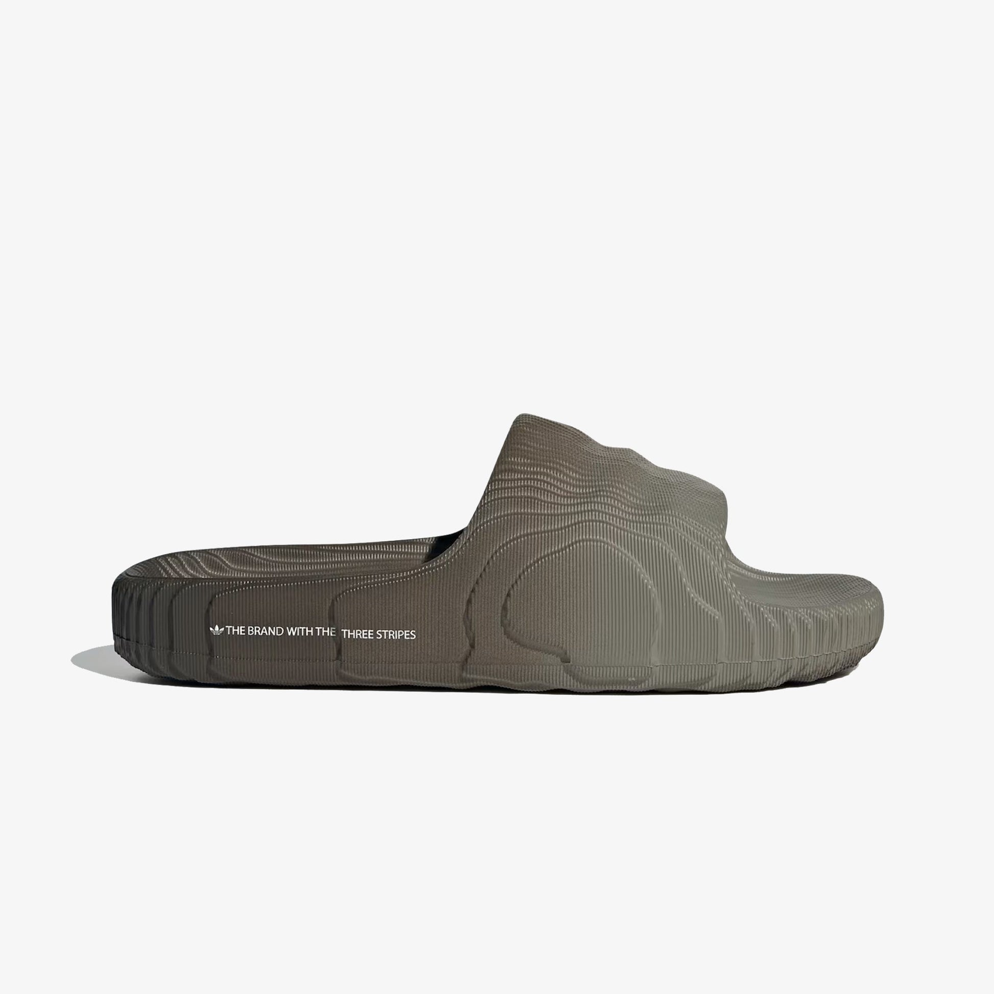 ADIDAS ORIGINALS | ADILETTE 22 SLIDES { SILVER PEBBLE/SHADOW OLIVE/OFF WHITE