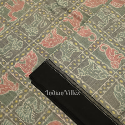 Cement Gray Nabakothi Sambalpuri Ikat Cotton Fabric