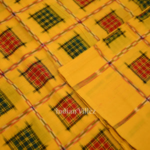 Yellow Ashwin Theme Sambalpuri Ikat Cotton Fabric