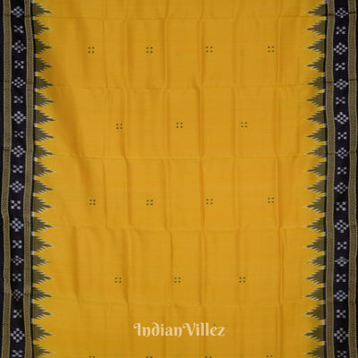 Yellow Butta Design Border Pasapali Odisha Ikat Khandua Silk Saree