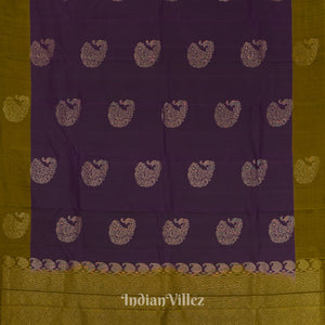 Blackberry With Mehendi Green Pure Kanjivaram Soft Silk Saree