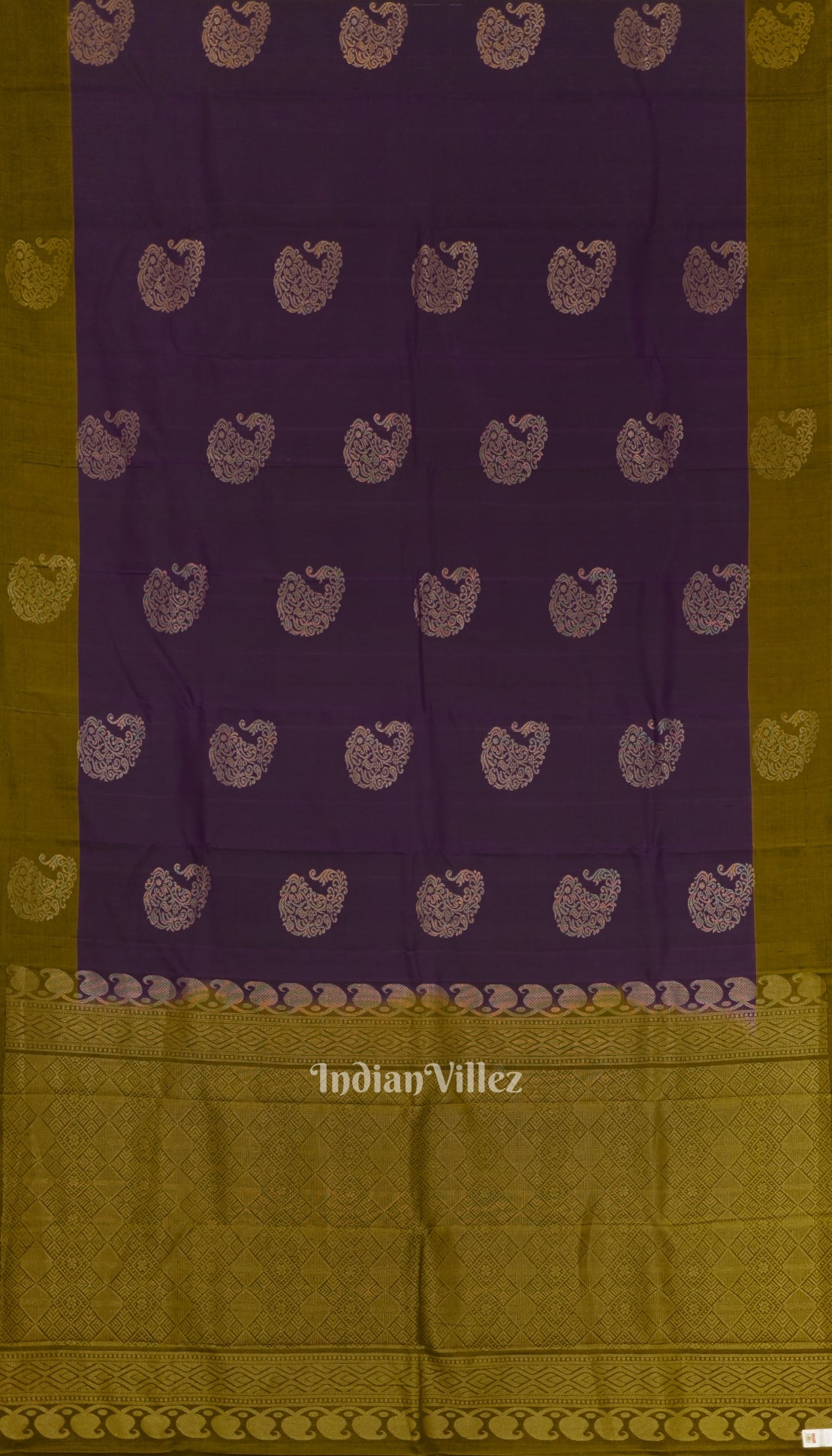 Blackberry With Mehendi Green Pure Kanjivaram Soft Silk Saree