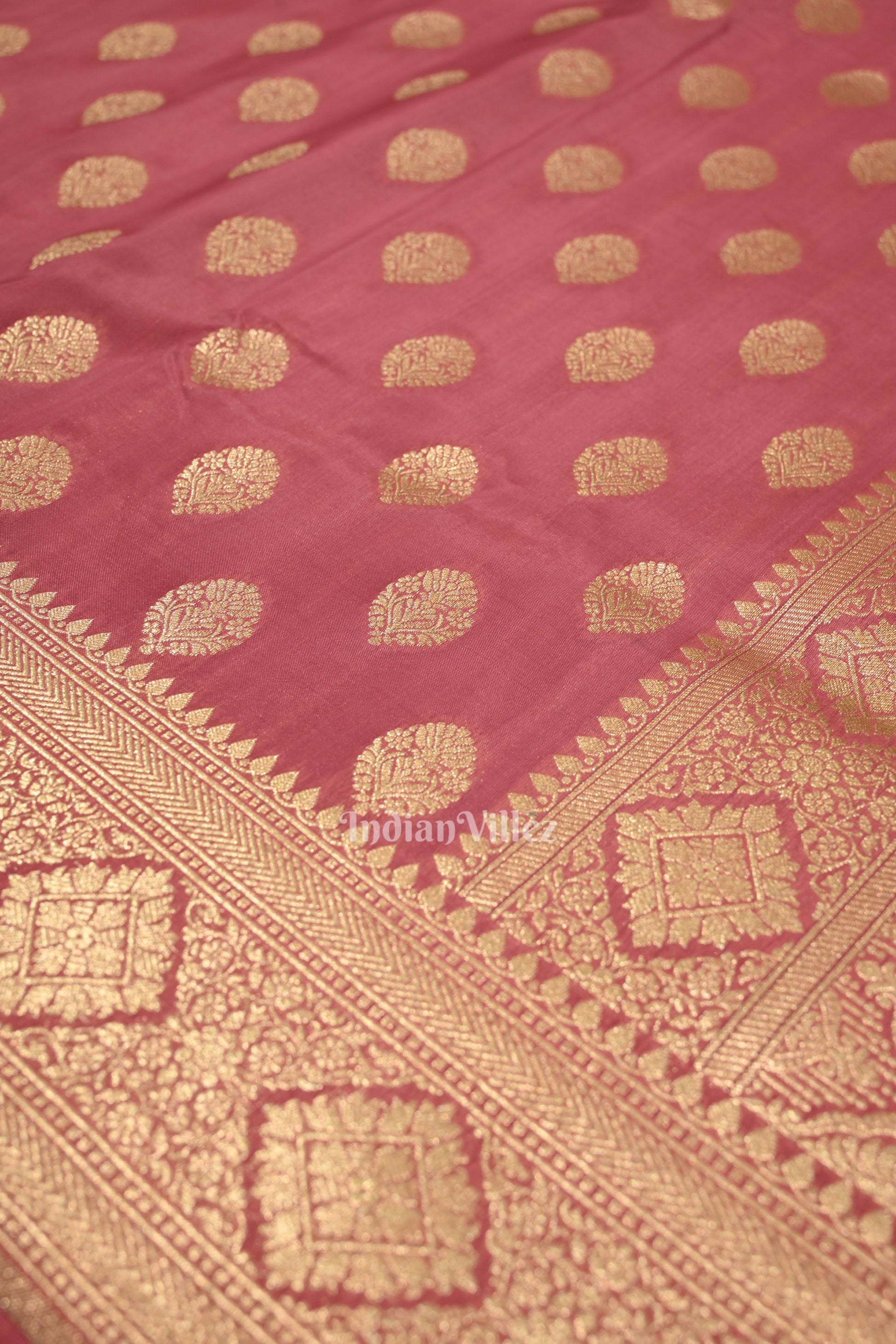 Onion Pink Soft Pure Mashru Satin Silk Banarasi Saree
