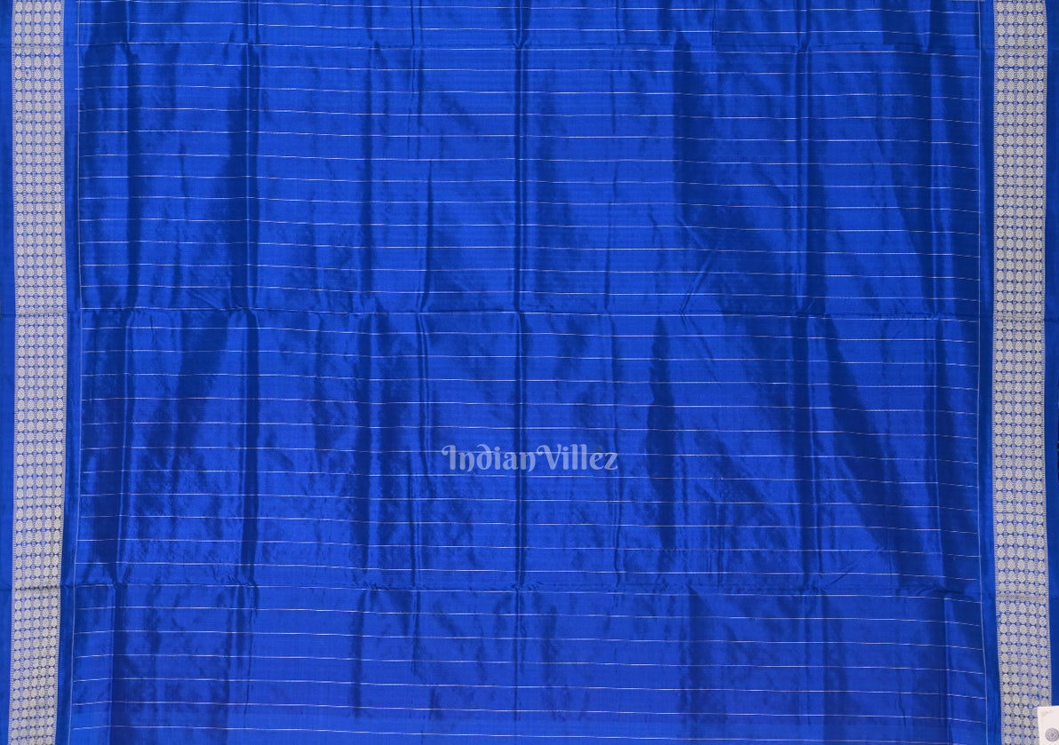 Orange Royal Blue Tribal Theme Sambalpuri Silk Saree