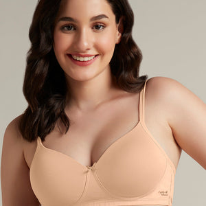 Simply Soft Padded Non-Wired Cotton Bra - Sandalwood