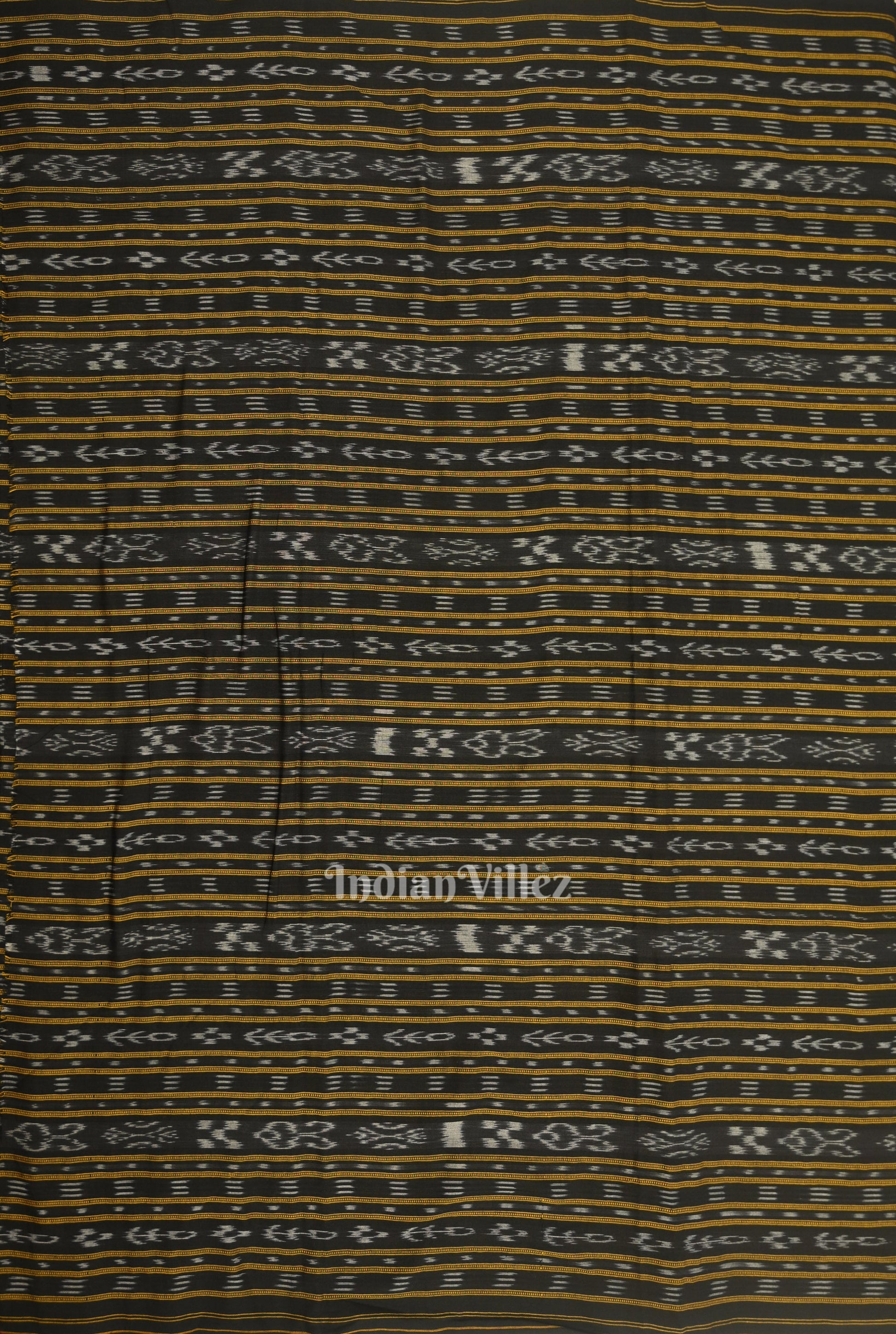 Black Sambalpuri Odisha Ikat Cotton Fabric
